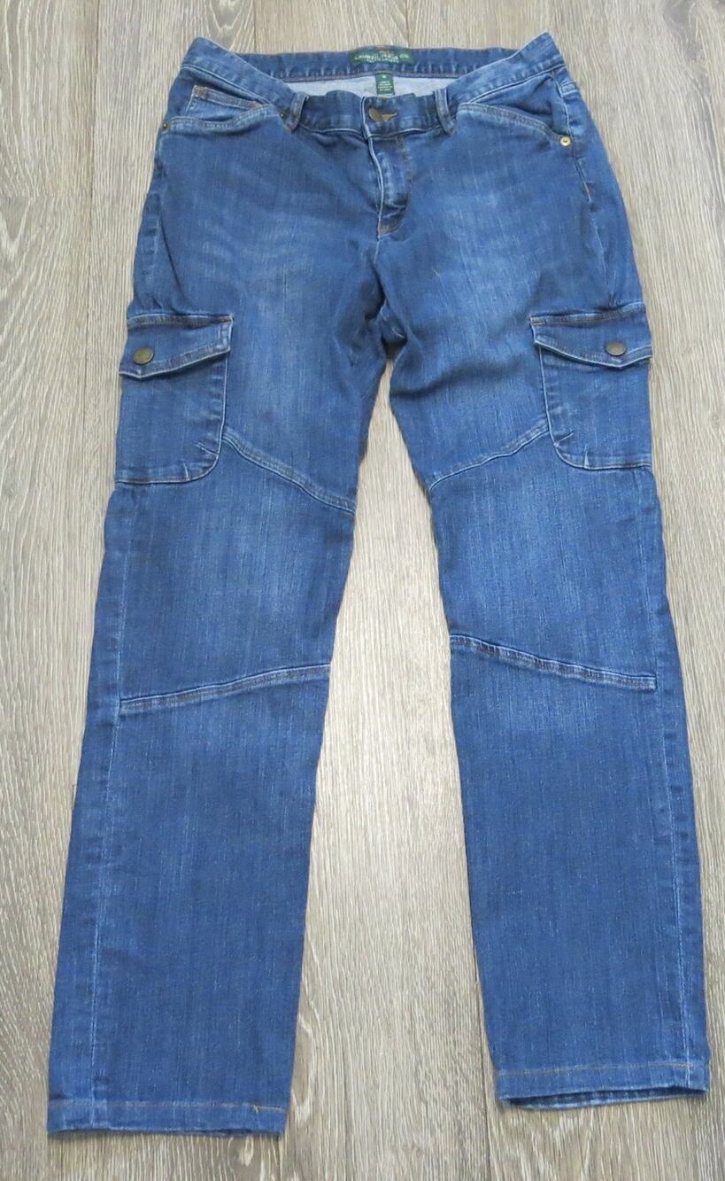 Vintage LAUREN JEANS CO Ralph Lauren Cargo  Size 10 Women Blue Y2k Military